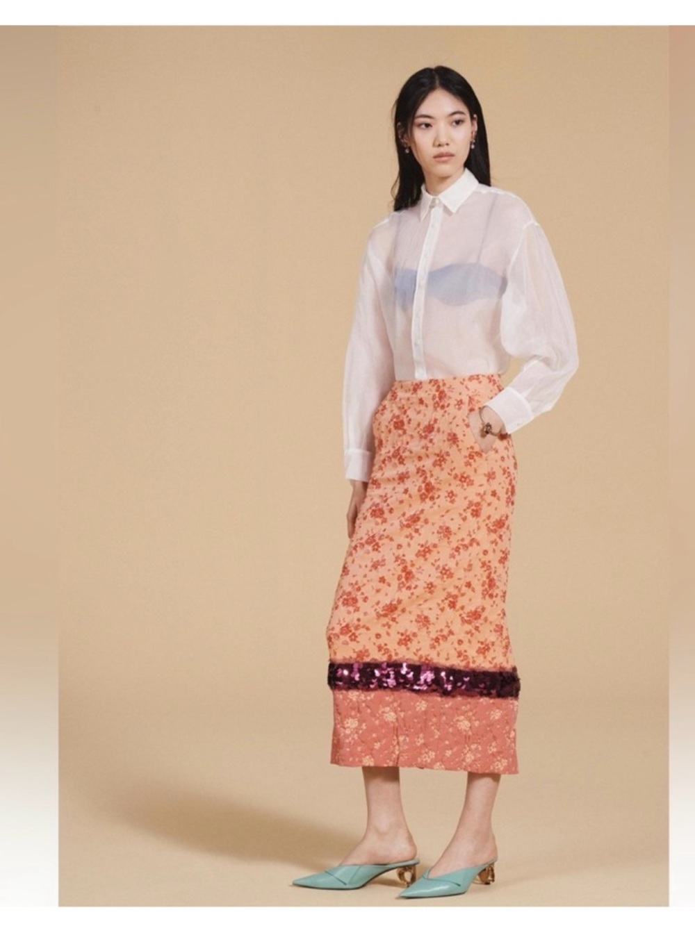 Zara sequin jacquard skirt limited edition